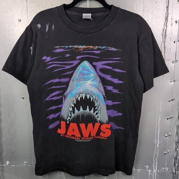 Jaws Universal Studios Vintage 90s Amusement Park Kids Youth Shirt Boys Large - Picture 2 of 8